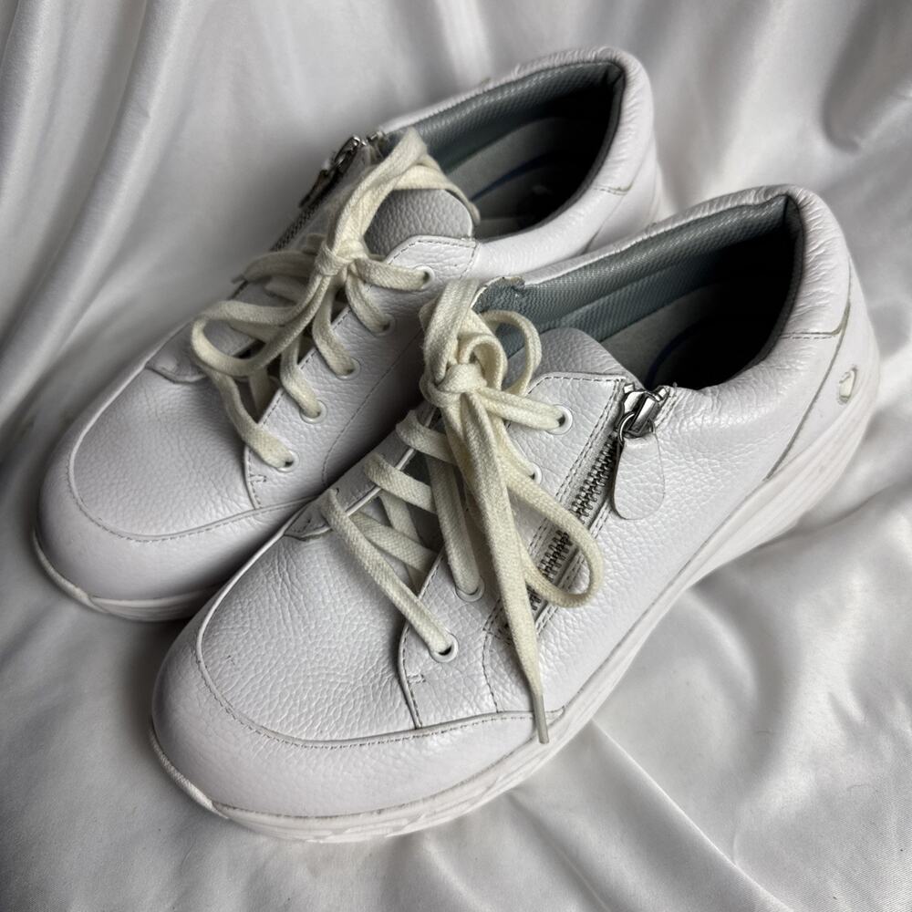 Nurse Mates Vigor Nursing Shoes Womens 9.5 W White Leather Zip Comfort Work